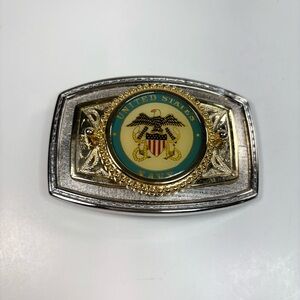 United States Military Navy Belt Buckle Gold and Silver Colors